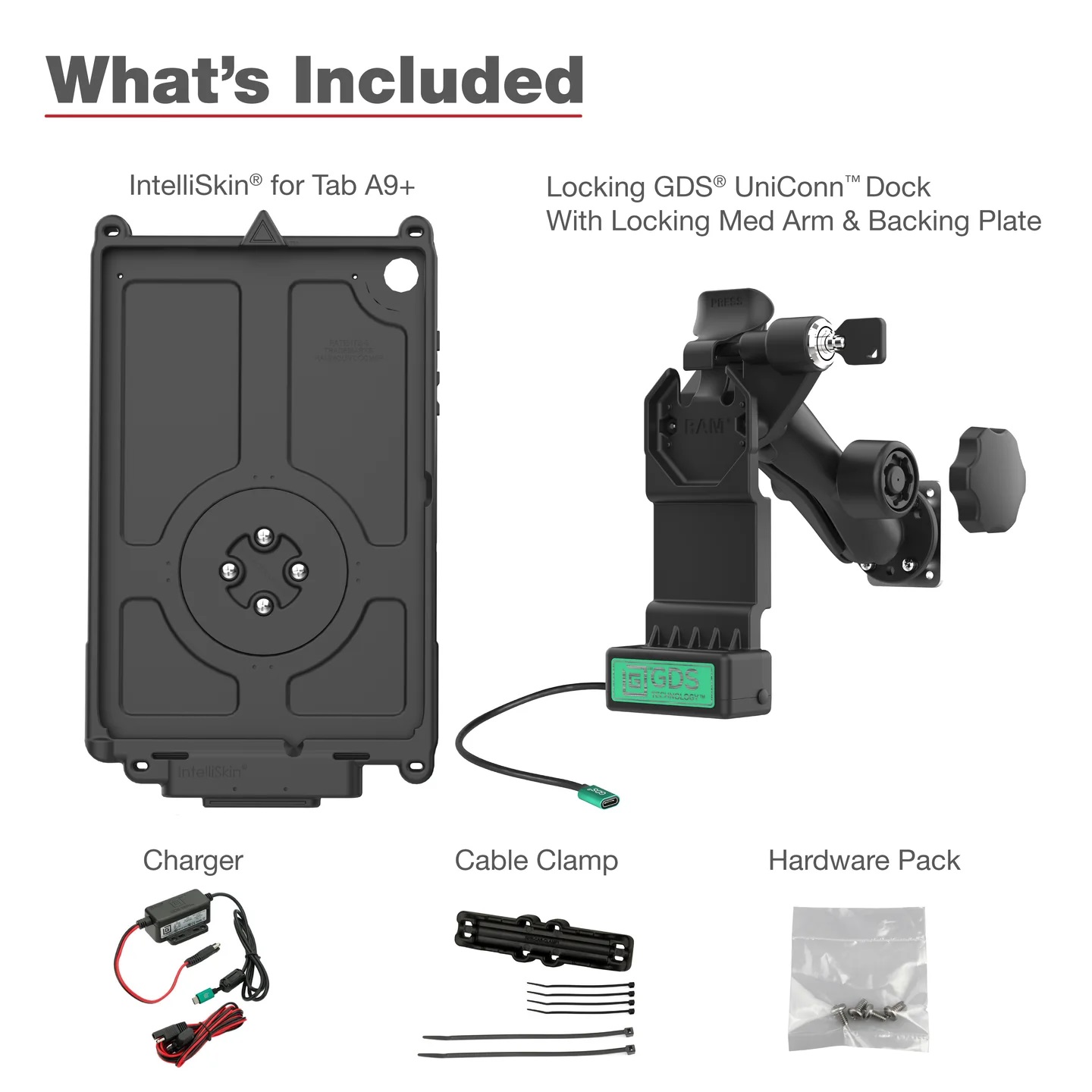 RAM-GDS-U1-SAM88-KIT2 GDS Uni-Conn Ladedock/Halterung für Samsung Tab A9+, abschließbar 2