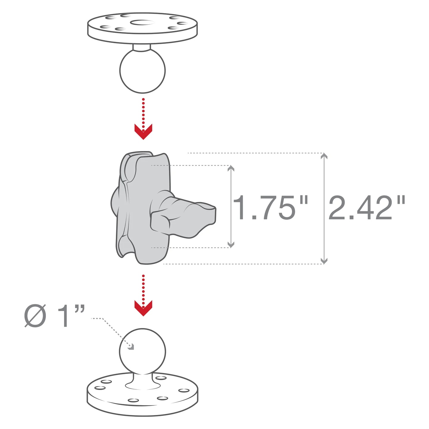 RAP-B-201U-A kurzer Socket Arm aus Kompositmaterial (B-System) 4