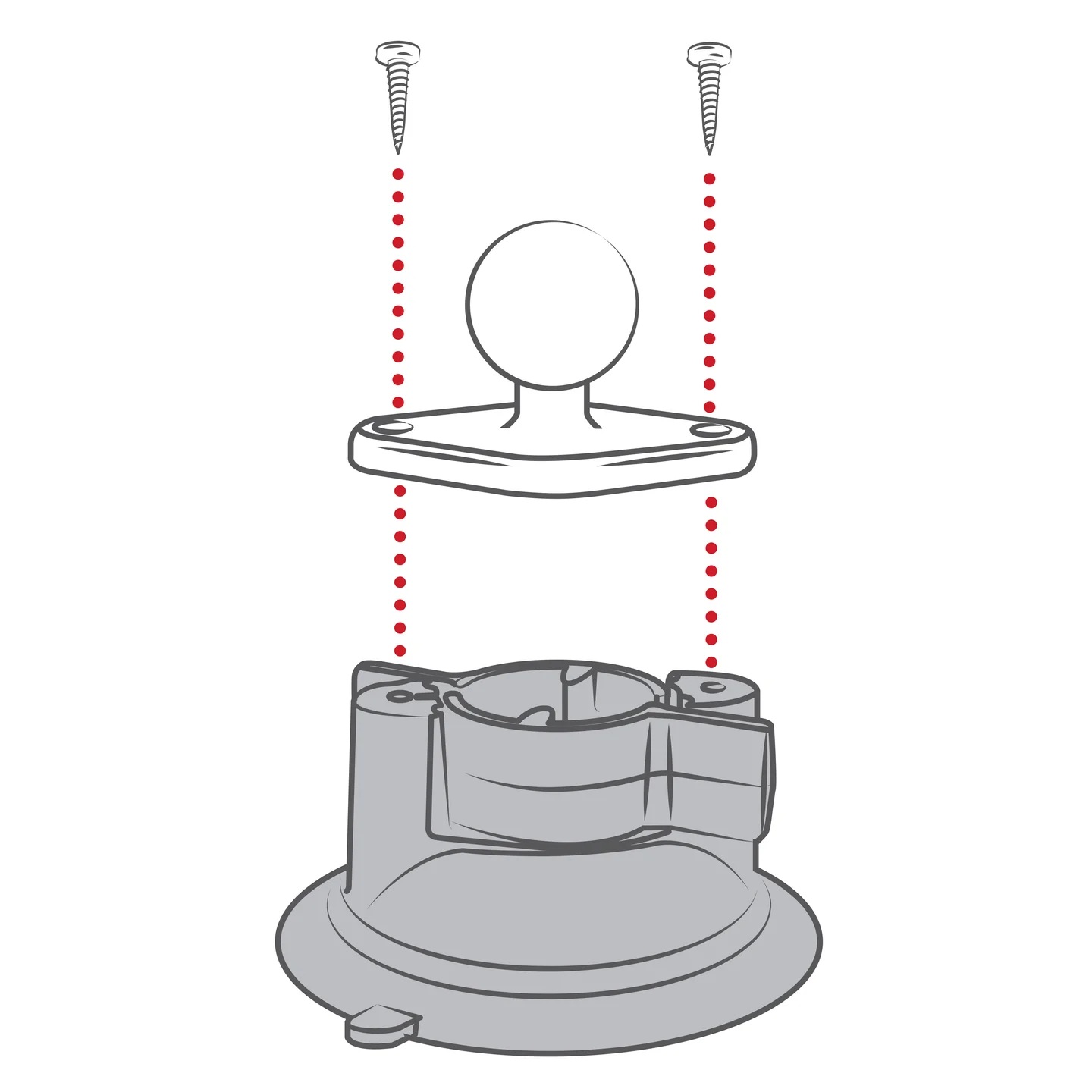 RAP-B-224-1U Twist-Lock Saugnapfbasis mit B-Kugel - Kunststoff 4