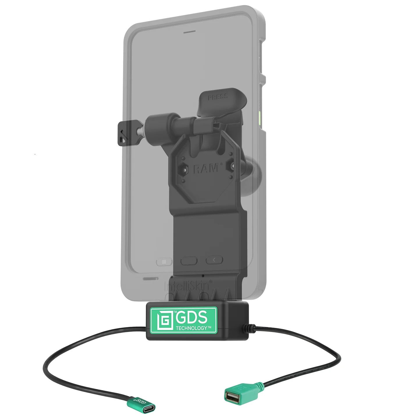 GDS Uni-Conn Power Dock USB-C und USB-A mit Schloss links für Galaxy Tab
