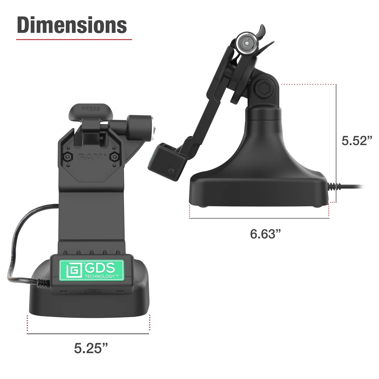 RAM-GDS-DOCKLR-D14-U1C GDS® Uni-Conn™ Tilt & Swivel Ladedock mit USB-C, abschließbar 6