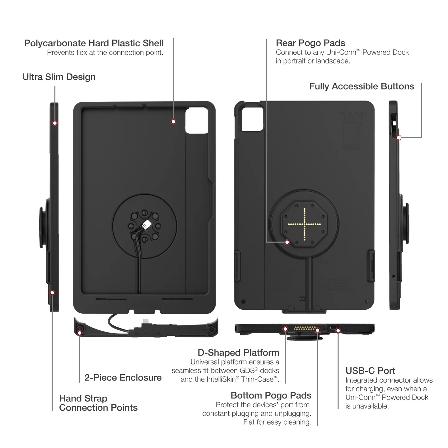 RAM-GDS-SKIN-AP45-M2-TCDB IntelliSkin® Thin-Case™ für iPad Air 11 (M2) (D Shape & rückseitige Pogo Pads) 5