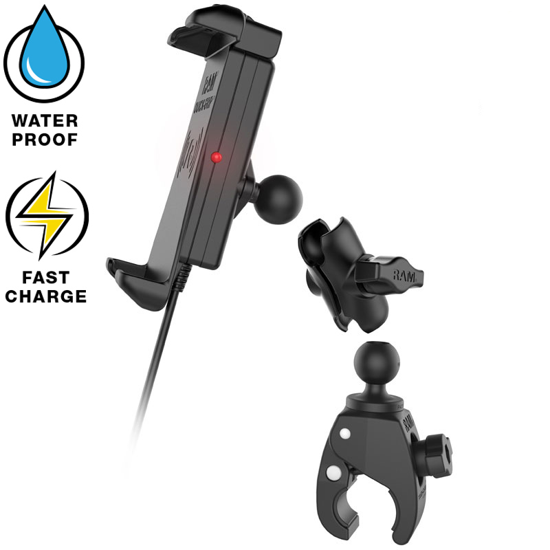 RAM-B-400-A-UN14W-V7M Quick-Grip induktive Motorrad-Halterung mit Tough-Claw & Ladegerät 3