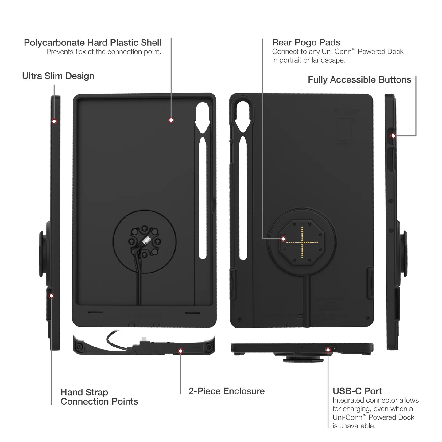 RAM-GDS-SKIN-SAM96-TCB IntelliSkin Thin-Case für Samsung Tab S10+, S9+ & S9 FE+ (rückseitige Pogo Pads) 3