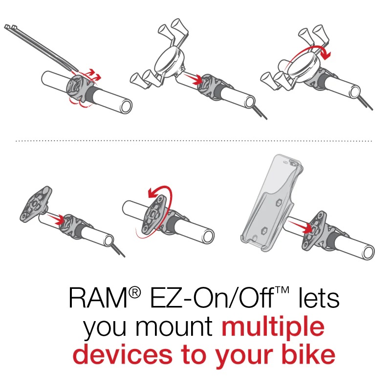 Ram Mounts X-Grip Fahrradhalterung für iPhone und Samsung EZ On und Off