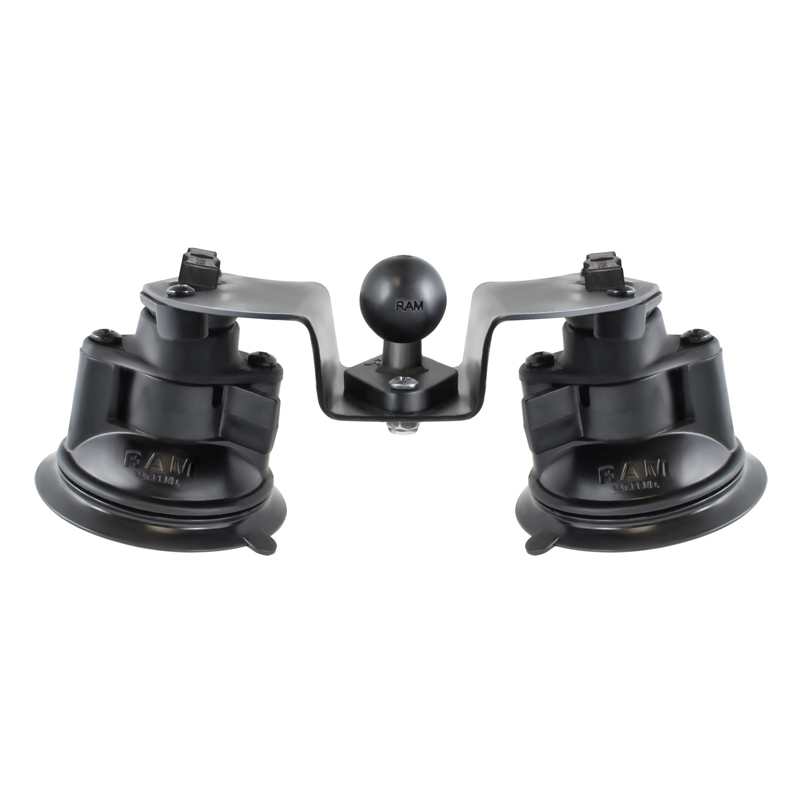 RAM-B-189B-PIV1U Twist-Lock Gelenk-Doppelsaugnapfbasis mit B-Kugel - für gebogene Flächen 0