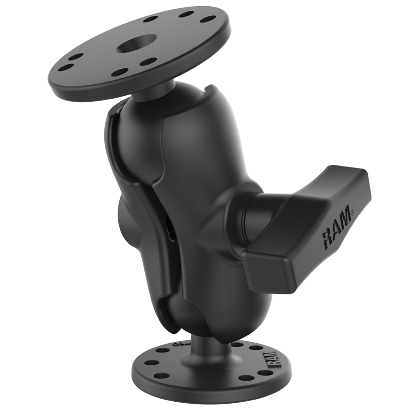 RAM-101U-B Doppel-Kugelhalterung kurz mit 2 x Round Base aus Aluminium 0