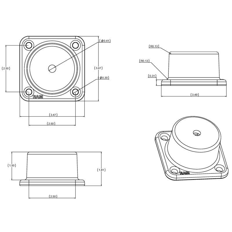 RAM-109H-BU Swing Arm horizontale Schraubbasis 4