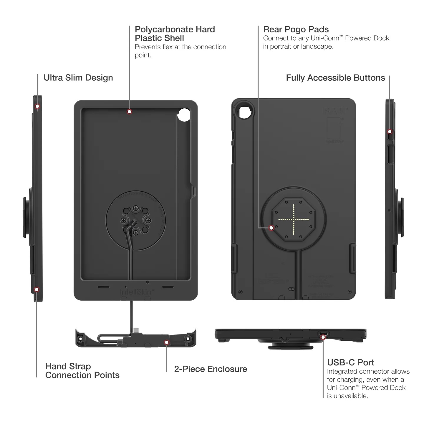 RAM-GDS-SKIN-SAM88-TCB GDS IntelliSkin® Thin-Case™ für Samsung Galaxy Tab A9+ (rückseitige Pogo Pads) 5