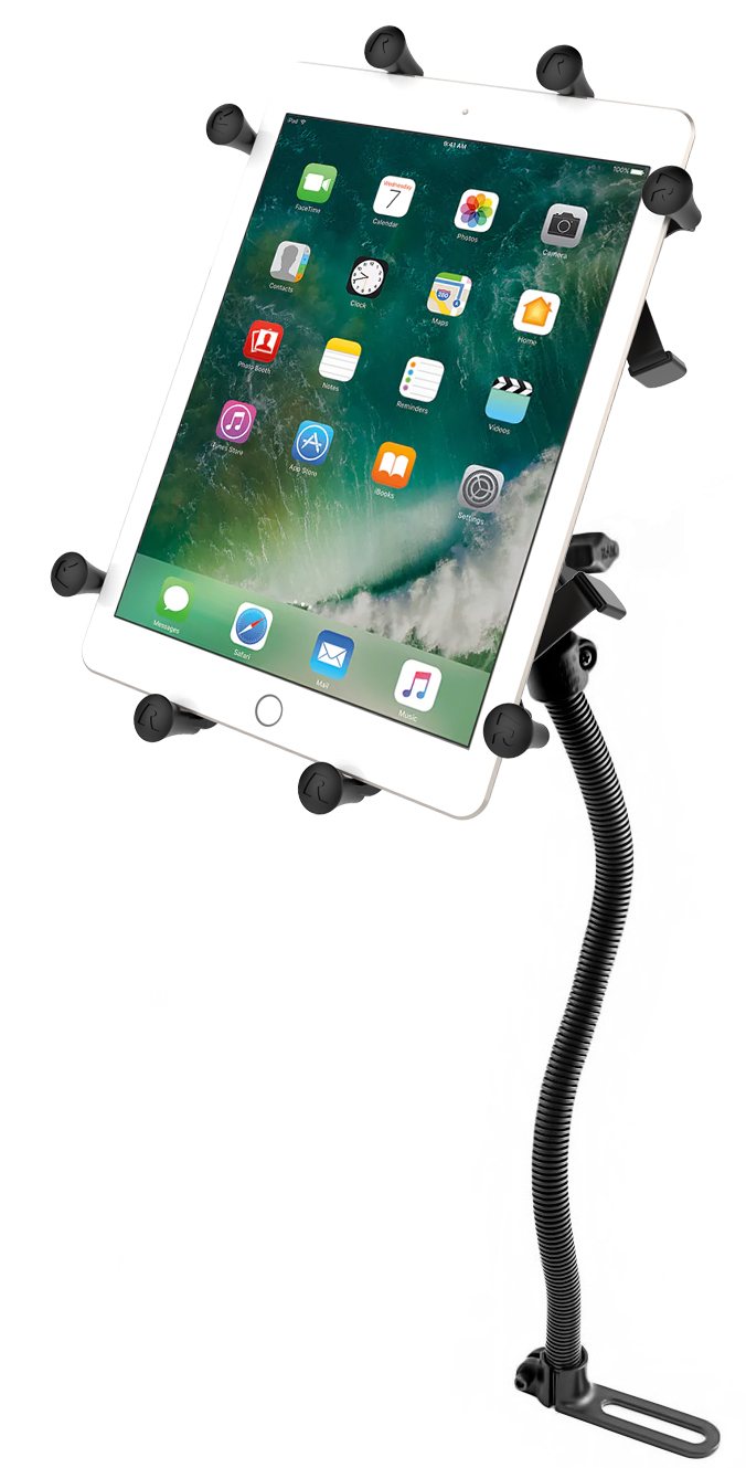 RAM-B-316-1-UN9 X-Grip Sitzschienenhalterung für 9-11 Zoll Tablets mit POD I Flexarm 18" 3