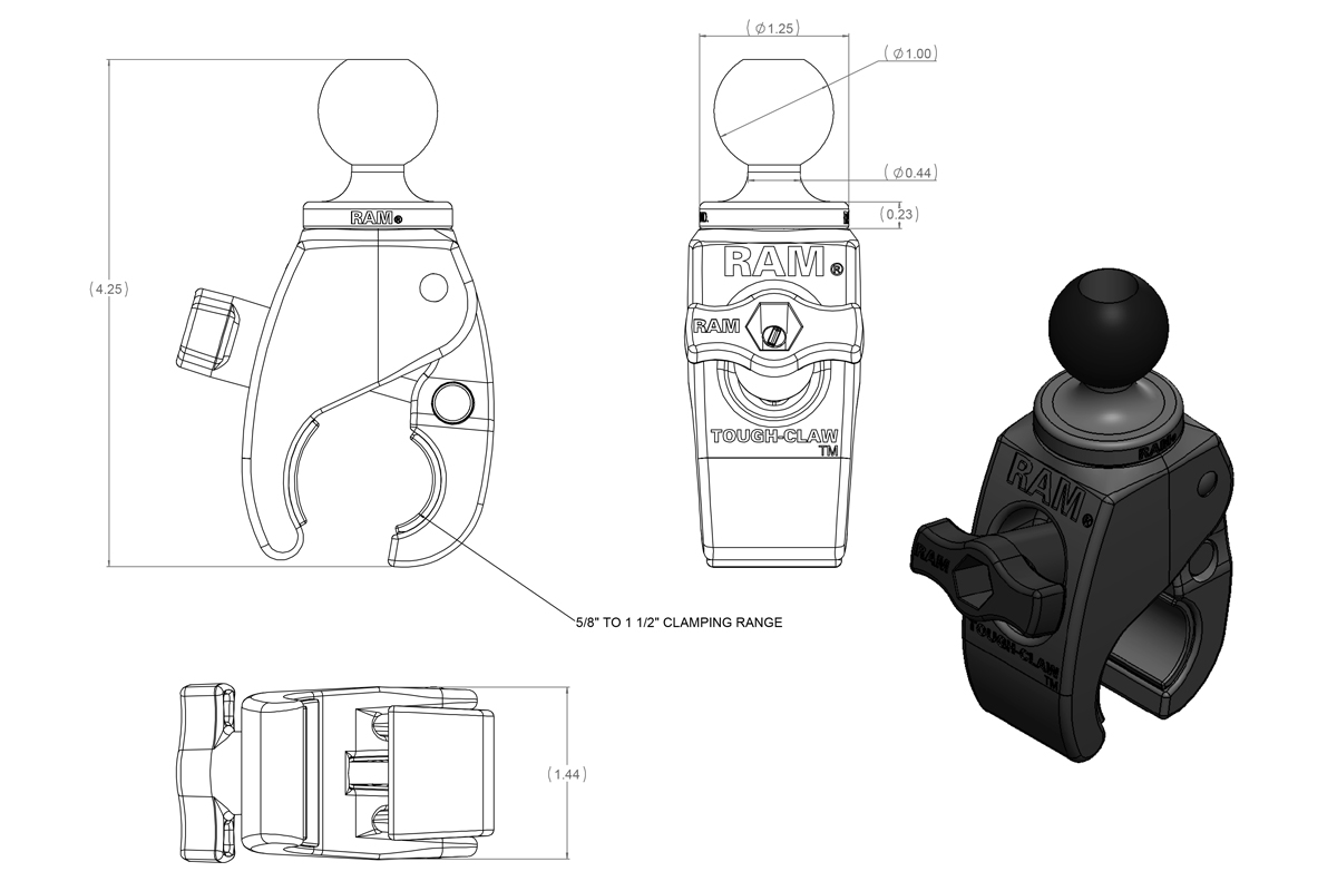 RAM-B-400-A-UN14W-V7M1 Quick-Grip 15W induktive Motorrad-Halterung mit Tough-Claw & Ladegerät 10