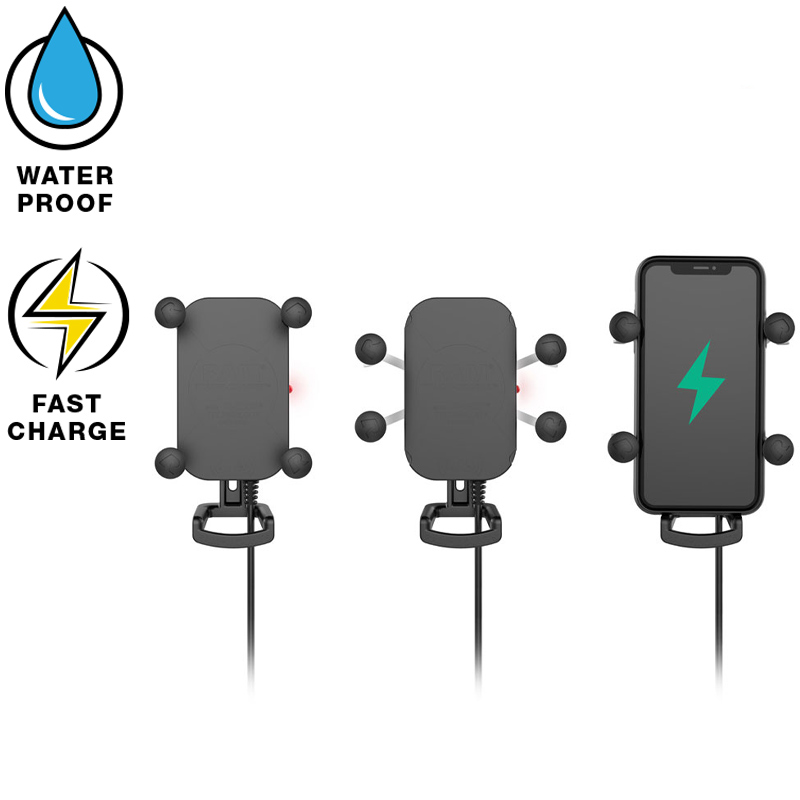 RAM-B-149Z-A-UN12W-V7M Induktive Motorrad Halterung für Smartphones, Bügelschelle 0,5-1,25" 2