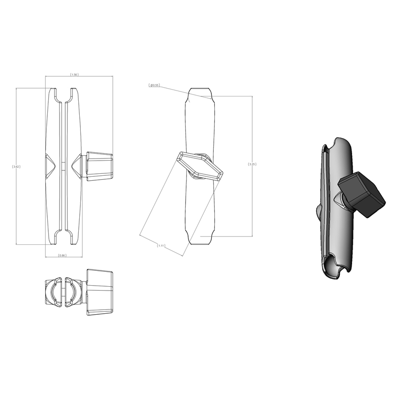 RAM-A-201U-B Socket Arm lang 2