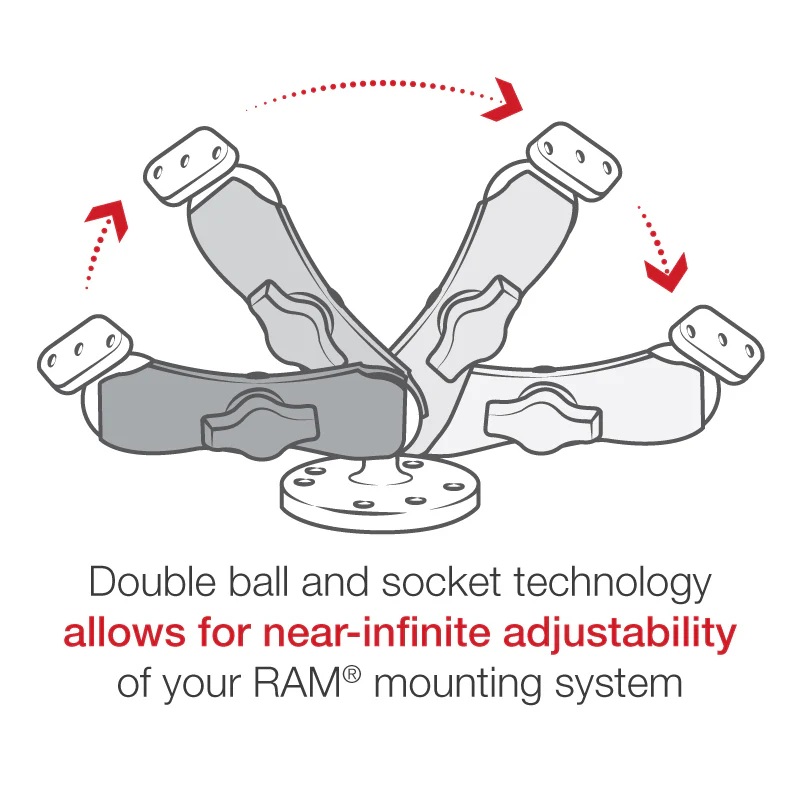 RAM-B-138U Ram Mount B-Arm-Basisset mittellang aus Aluminium mit Diamond Base u. Round Base 8