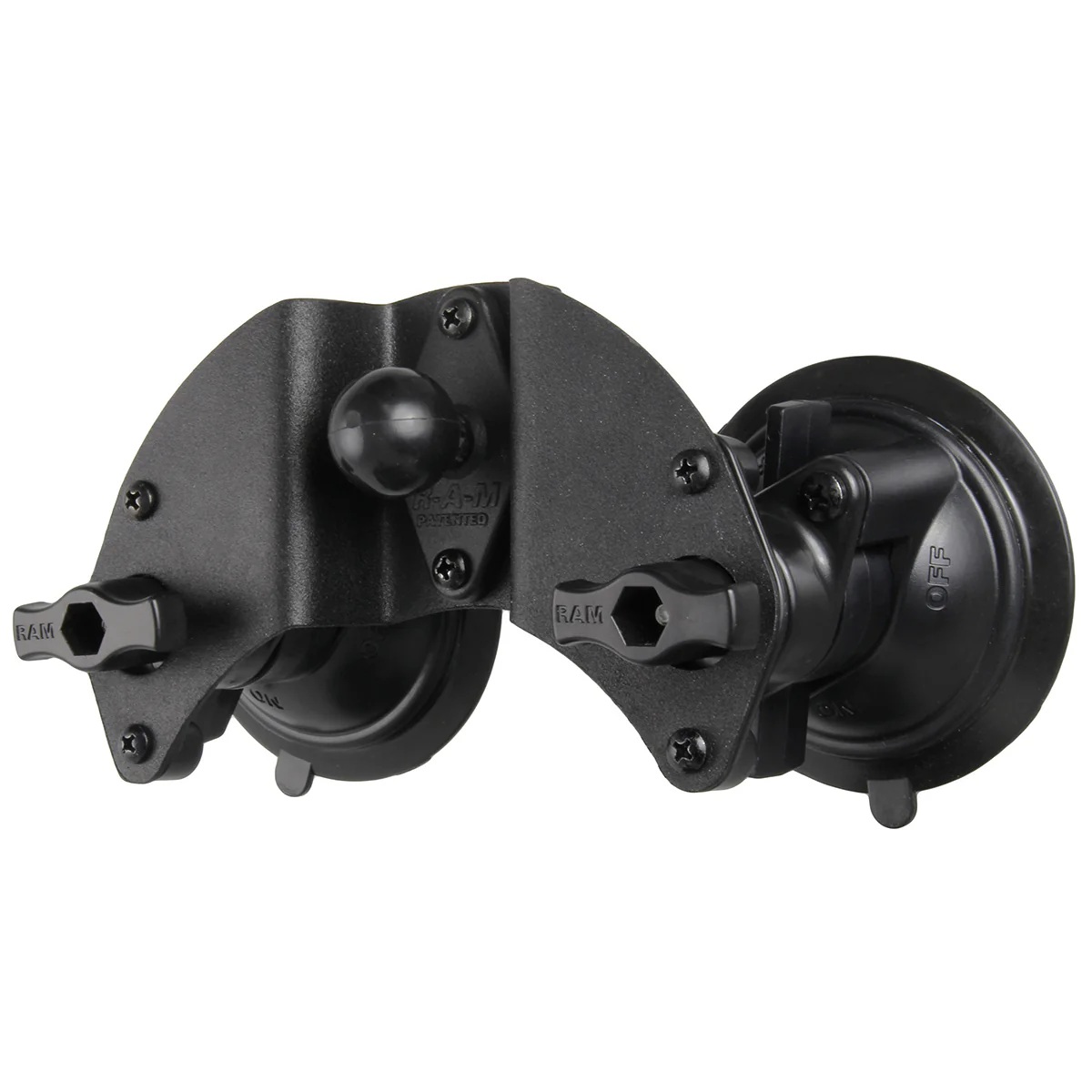 RAM-B-189B-PIV1U Twist-Lock Gelenk-Doppelsaugnapfbasis mit B-Kugel - für gebogene Flächen 3