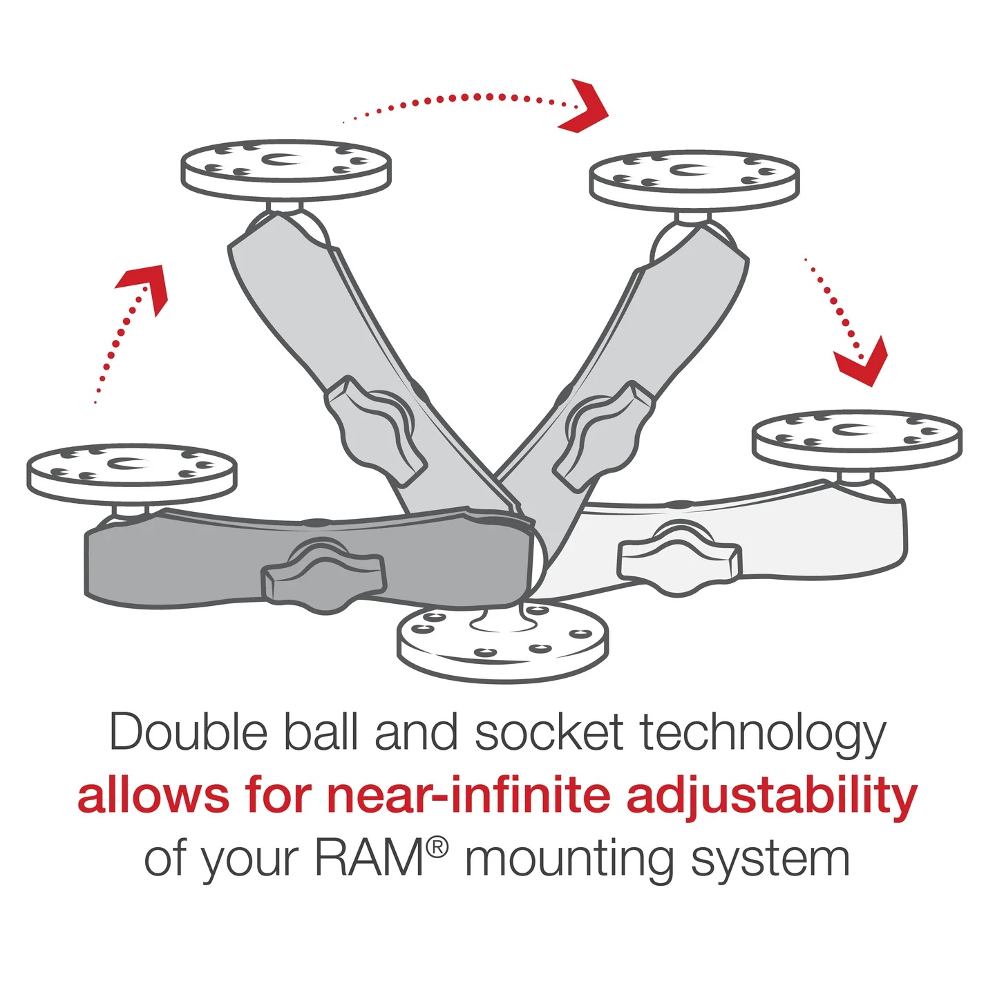 RAM-B-201U-C Socket-Arm lang aus Aluminium 6