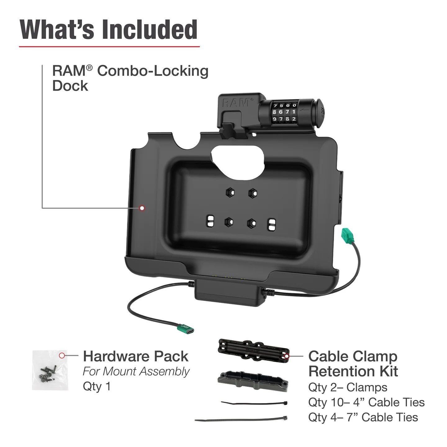 RAM-HOL-SAM57CPCL-1AU RAM®EZ-Roll'r™ Lade- und Datendock Tab Active4 Pro/Tab Active Pro/Zahlenschloss 6