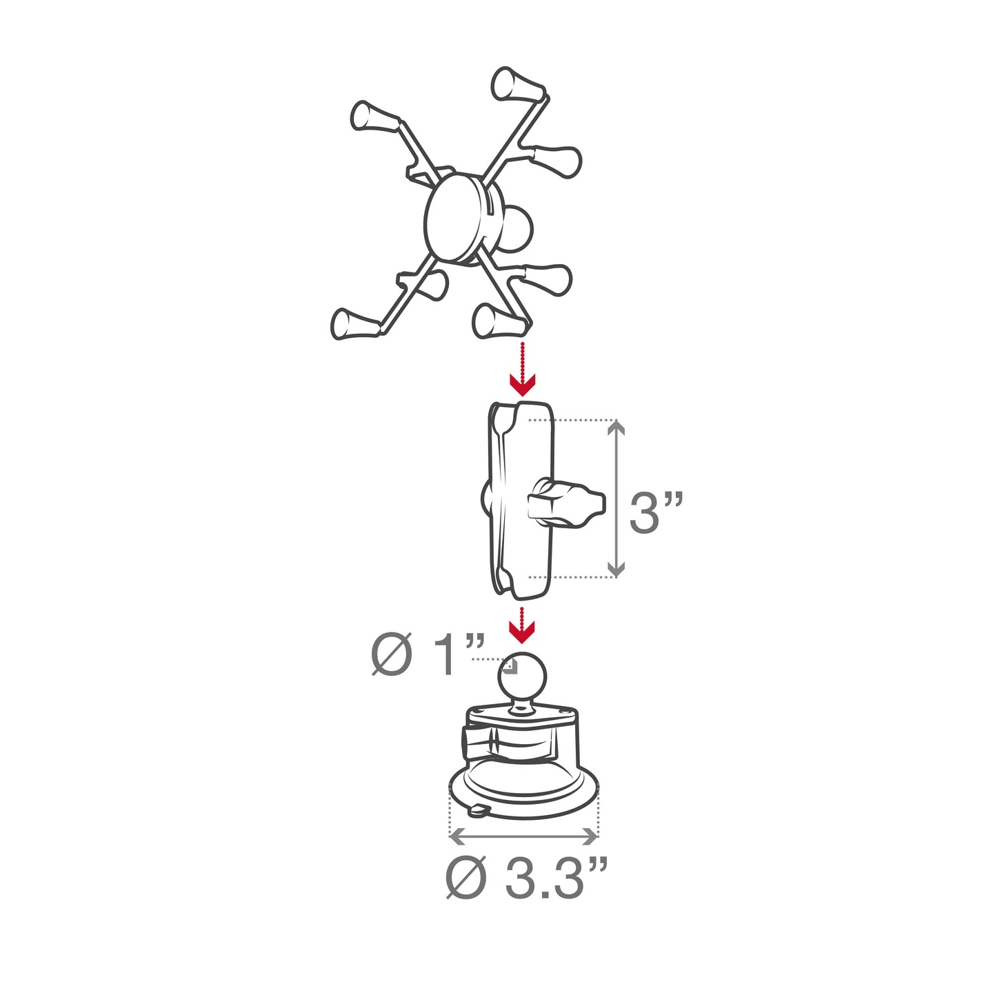 RAM-B-166-UN8U X-Grip Universalhalteklammer-Set für 7-8" Tablets mit B-Arm und Saugnapfbasis 13