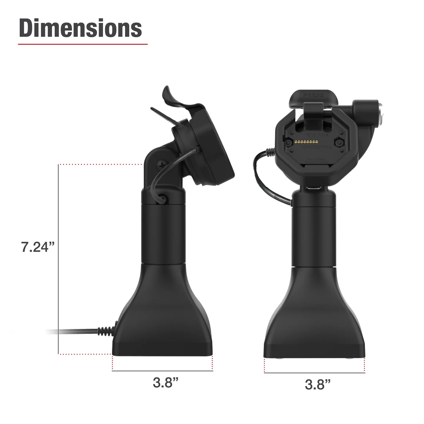 RAM-GDS-DOCKLR-D11-7-U3E GDS® Uni-Conn™ Pedestal Dock 7", abschließbar, Tilt & Twivel-Gelenk, mit PoE 4
