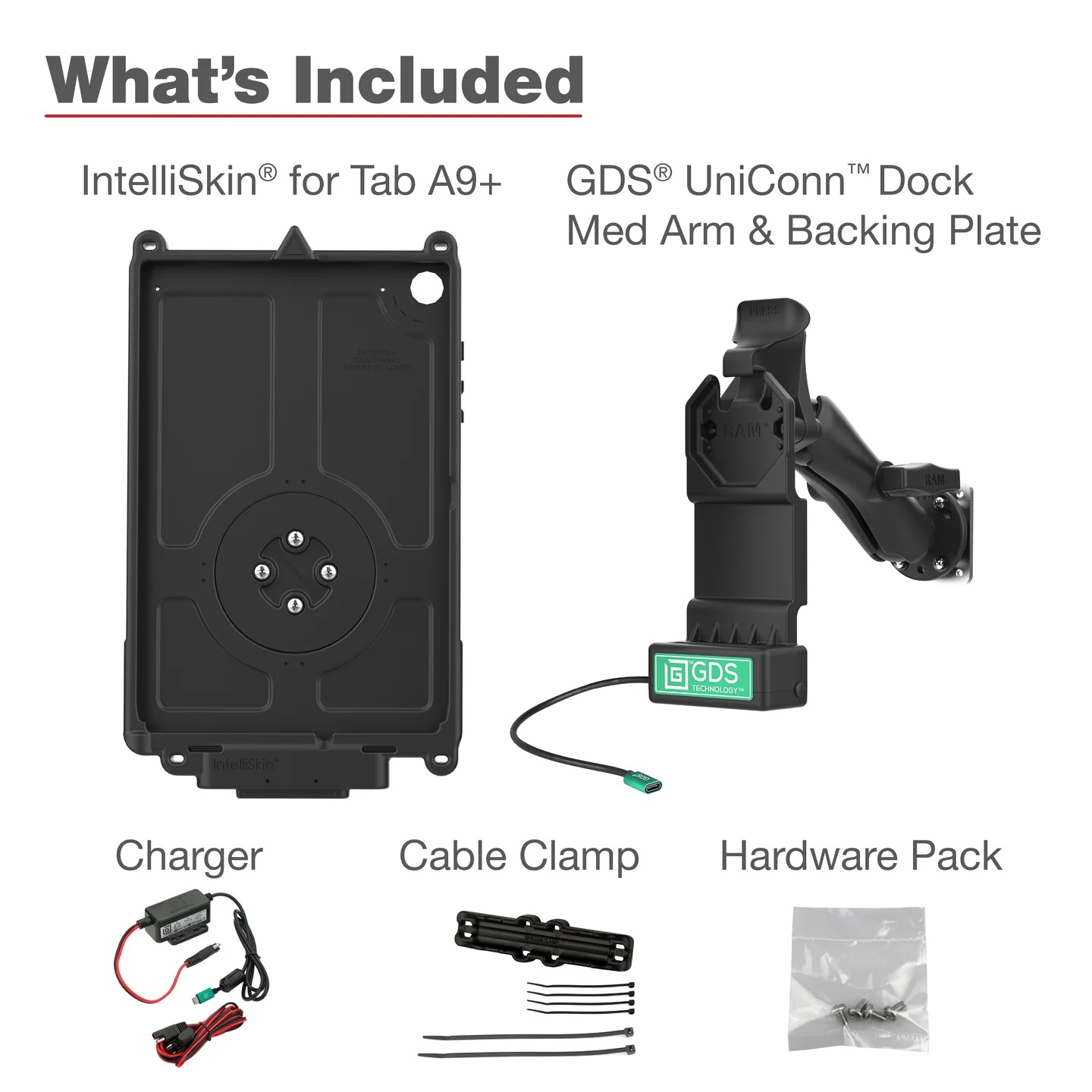 RAM-GDS-U1-SAM88-KIT1 GDS® Uni-Conn™ Ladedock mit Wandhalterung für Samsung Tab A9+ 4