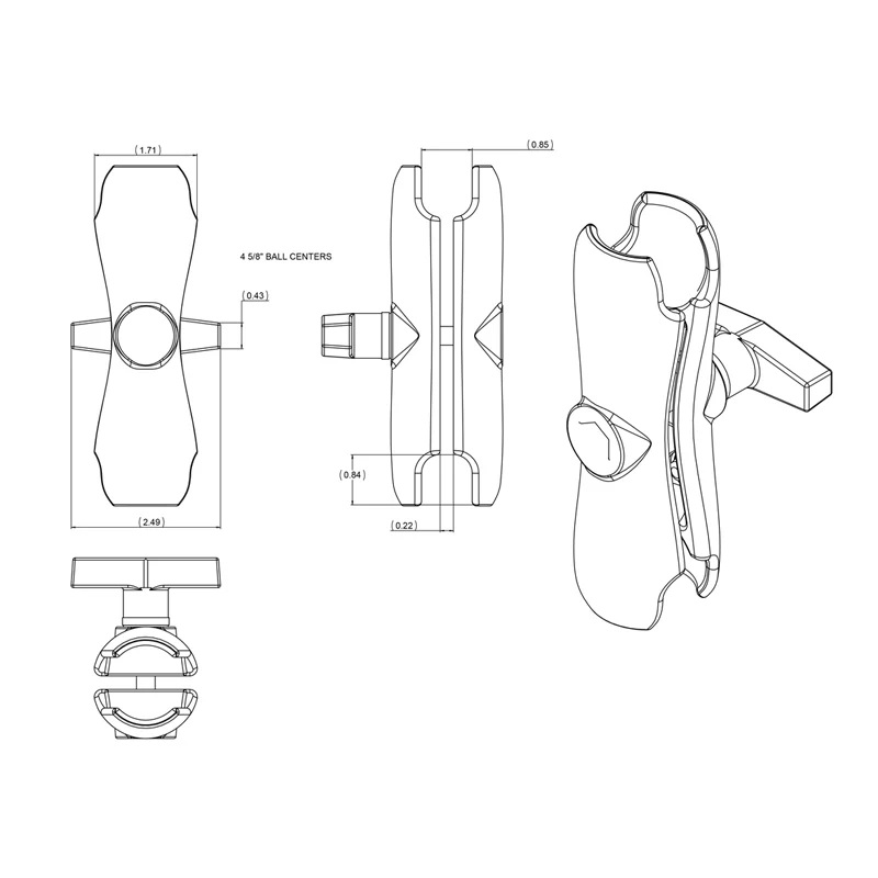 RAP-404-TAB17U Universal-Tablethalterung mit Tough-Claw Halteklammer für 10-11 Zoll Tablet 8