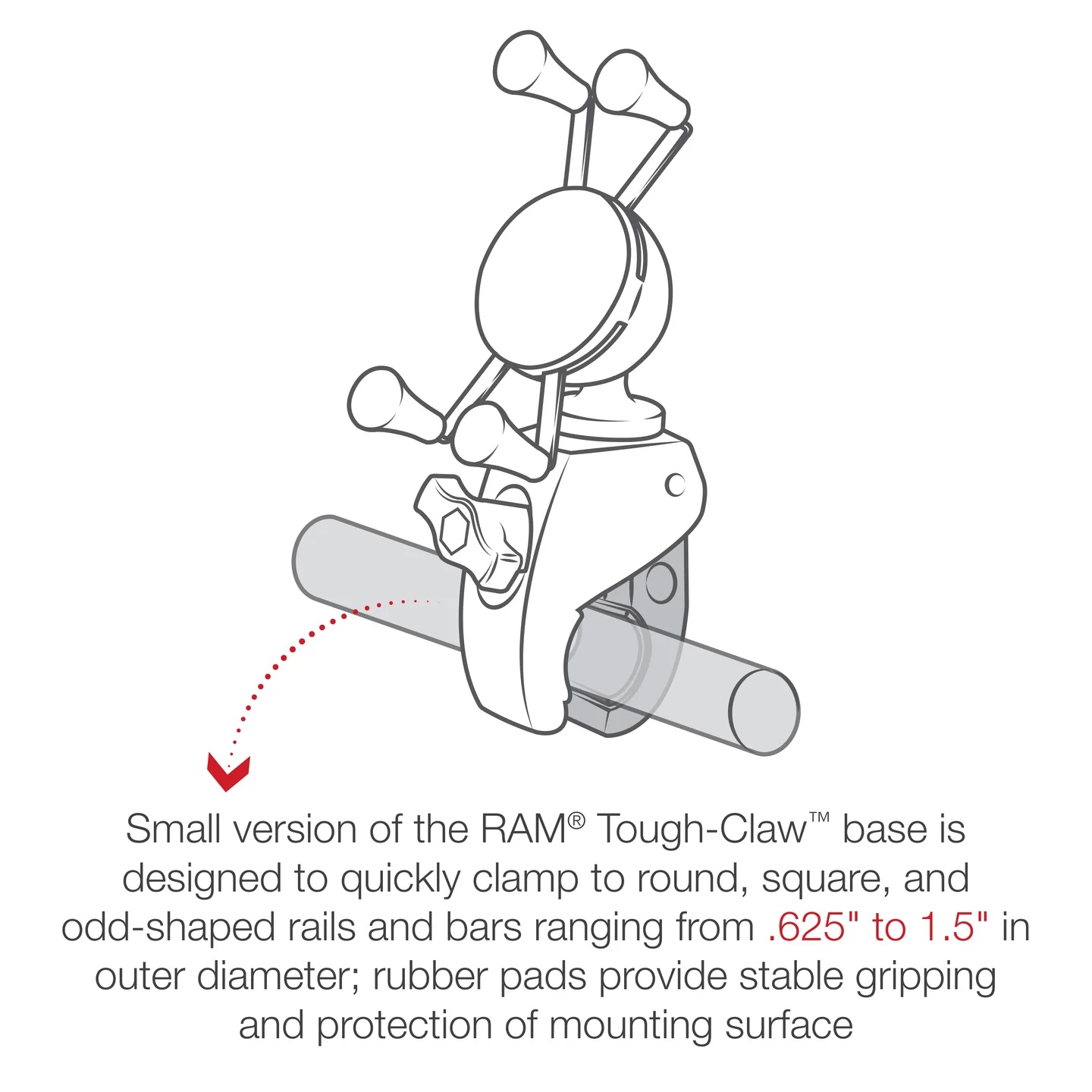 RAM-HOL-UN7-400U Ram Mount X-Grip Universalhalteklammer für Smartphones mit kleiner Tough-Claw 14