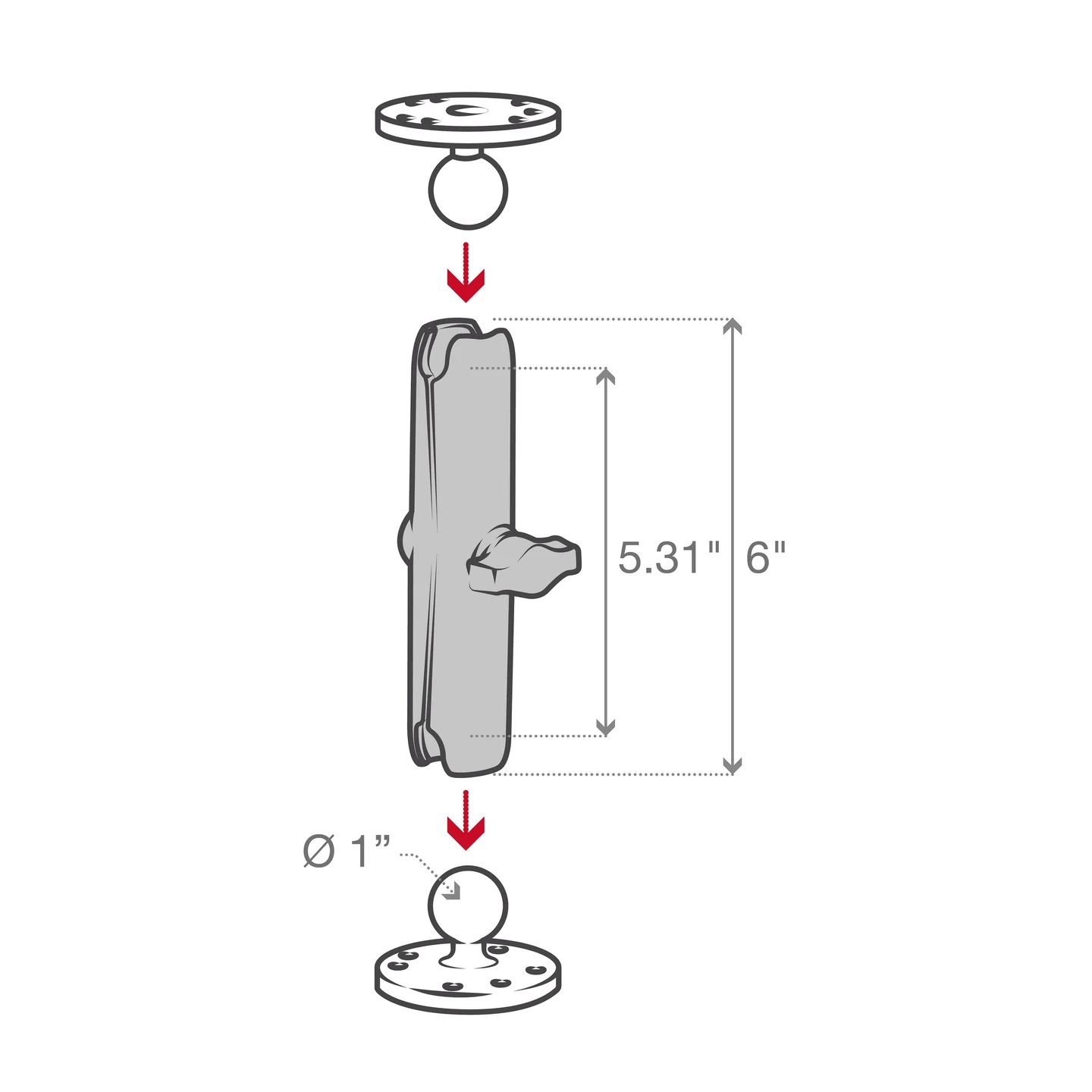 RAM-B-201U-C Socket-Arm lang aus Aluminium 5