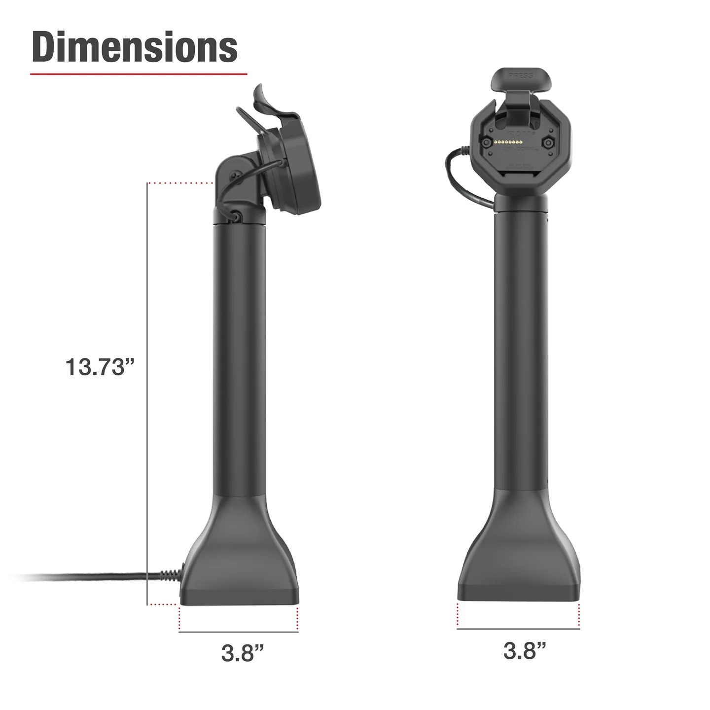 RAM-GDS-DOCK-D11-14-U3E GDS® Uni-Conn™ Pedestal Dock 7", Tilt & Twivel-Gelenk, mit PoE 4