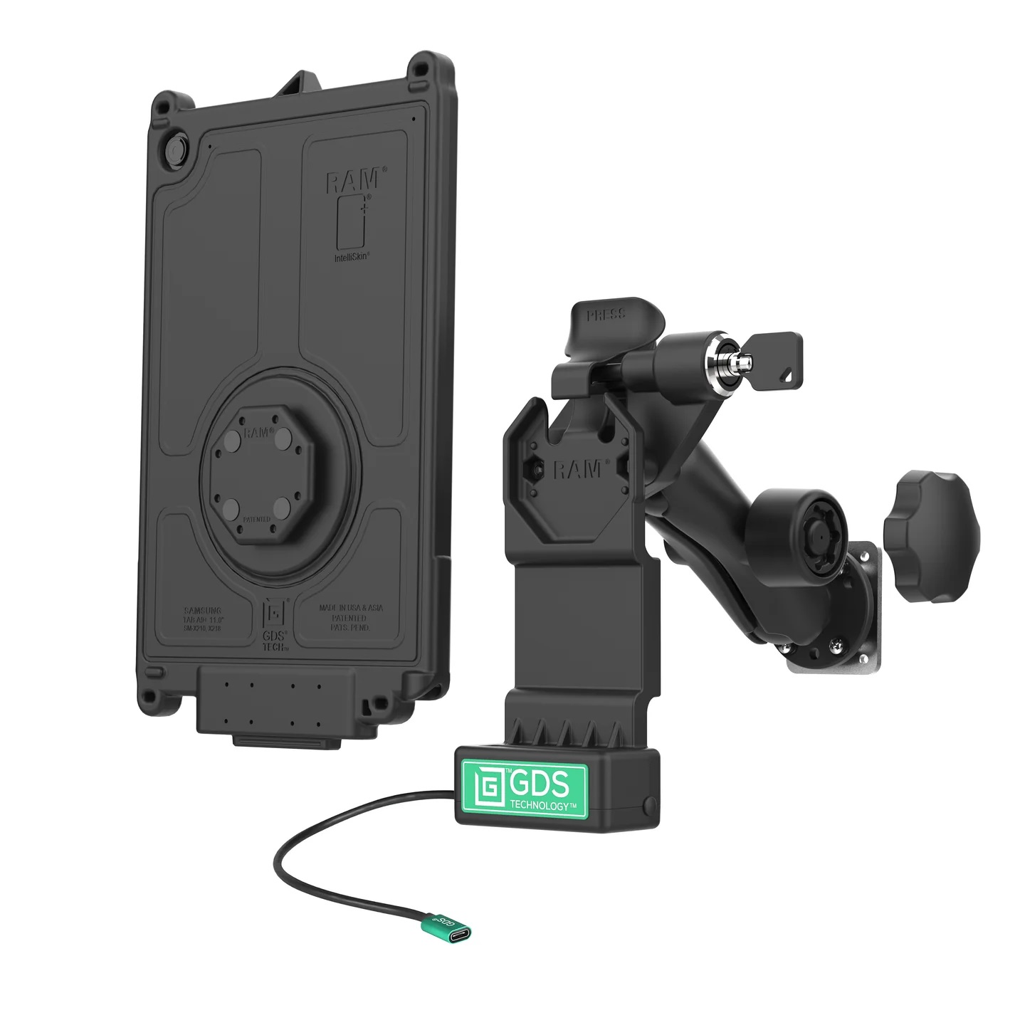 RAM-GDS-U1-SAM88-KIT2 GDS Uni-Conn Ladedock/Halterung für Samsung Tab A9+, abschließbar 3
