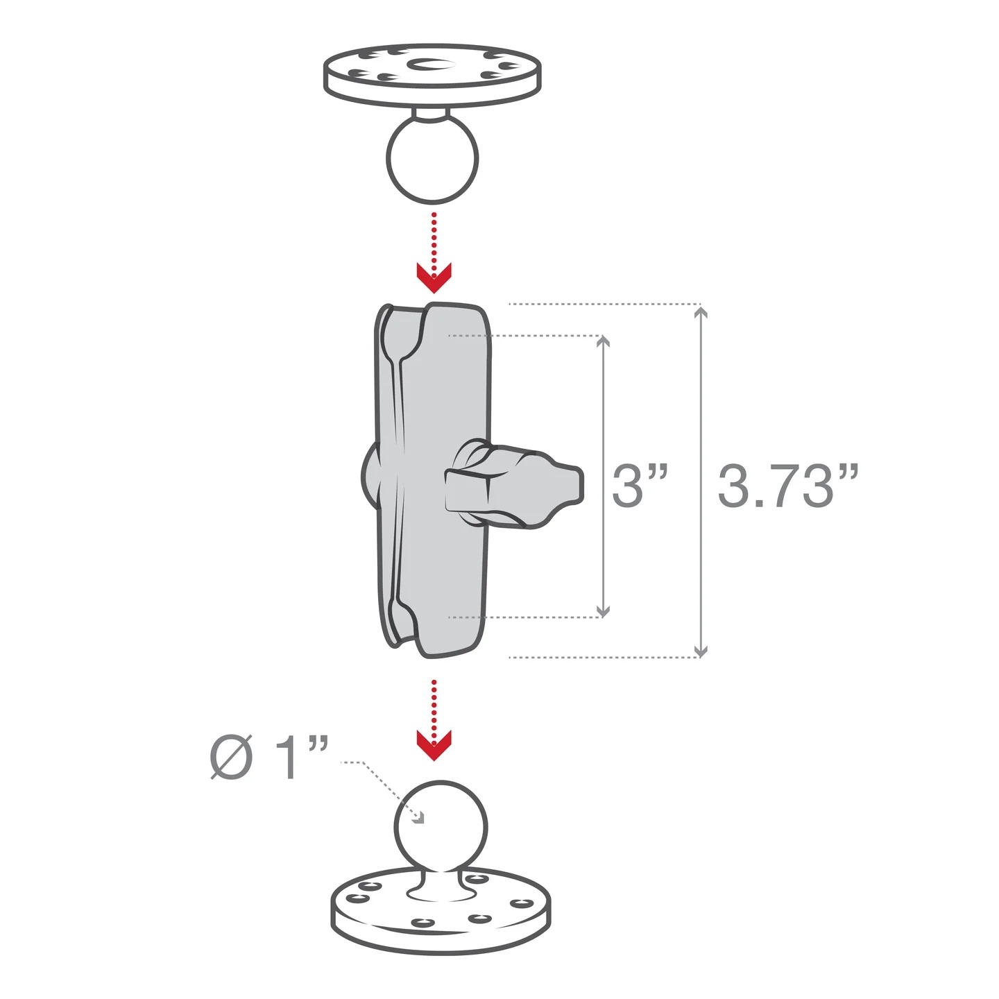RAP-B-400-347U Halterung mit Tough-Claw klein, Square Base u. mittlerem Arm aus Kunststoff 5
