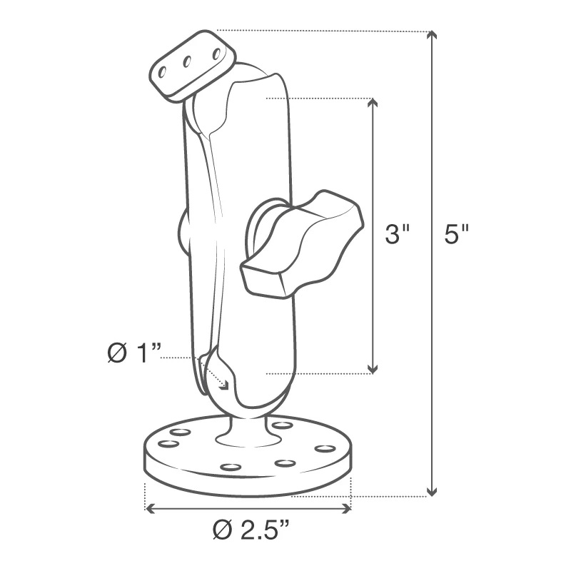 RAM-B-138U Ram Mount B-Arm-Basisset mittellang aus Aluminium mit Diamond Base u. Round Base 7